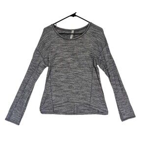 Lululemon Womens Size 8 Sweat Embrace Long Sleeve Heathered Grey Shirt